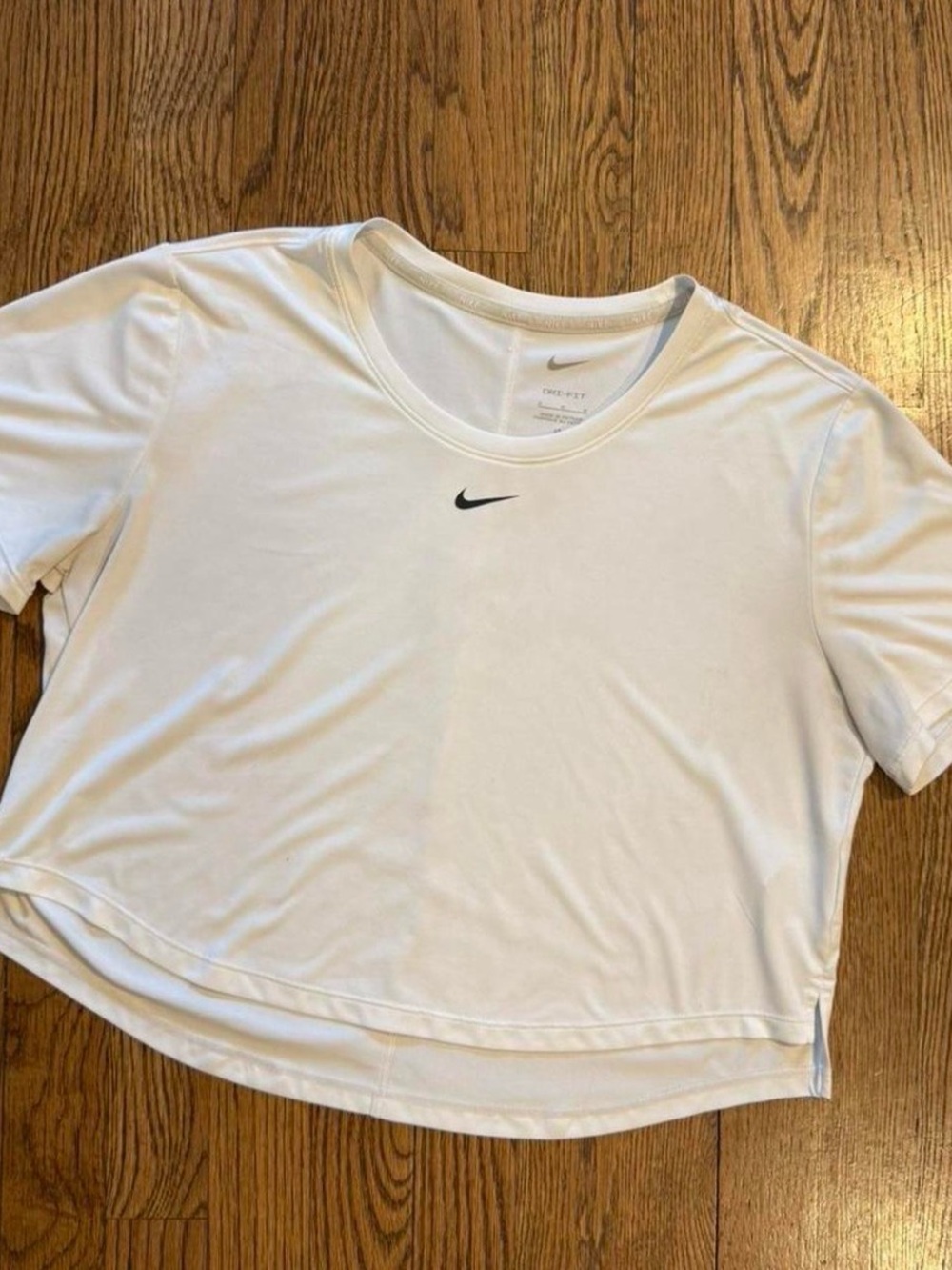 Nike White Short Sleeve Dri-FIT Women's Tee with Black Swoosh